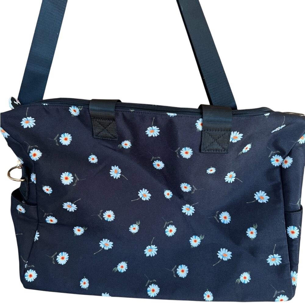 Alice and Olivia Daisy Print Duffel Tote Bag Black